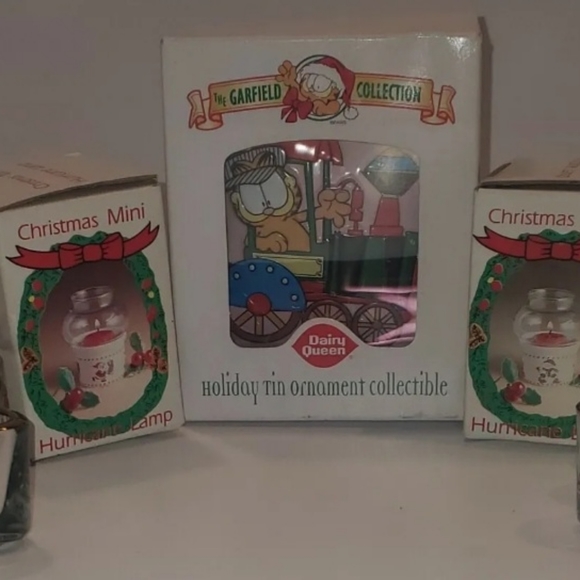 Lot Of 5 Christmas Items Garfield Ornament & Candleholders New Vintage & EUC - Picture 2 of 12